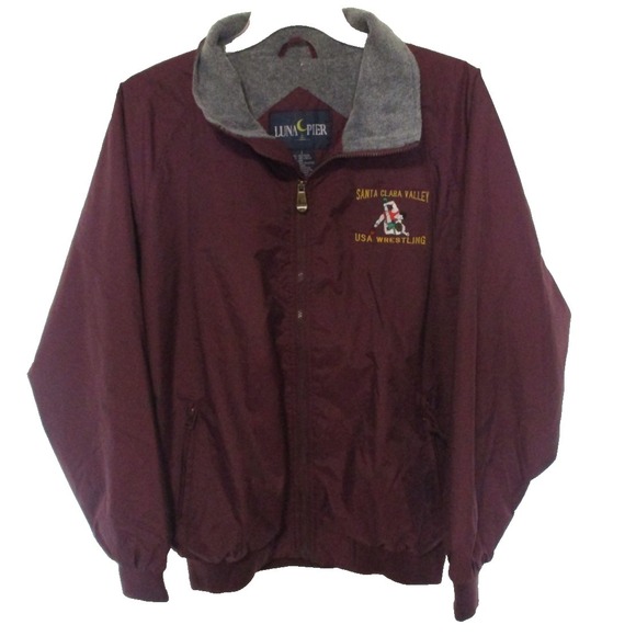VTG 90s Luna Pier Santa Clara Valley USA Wrestling Fleece lined Jacket Mens L